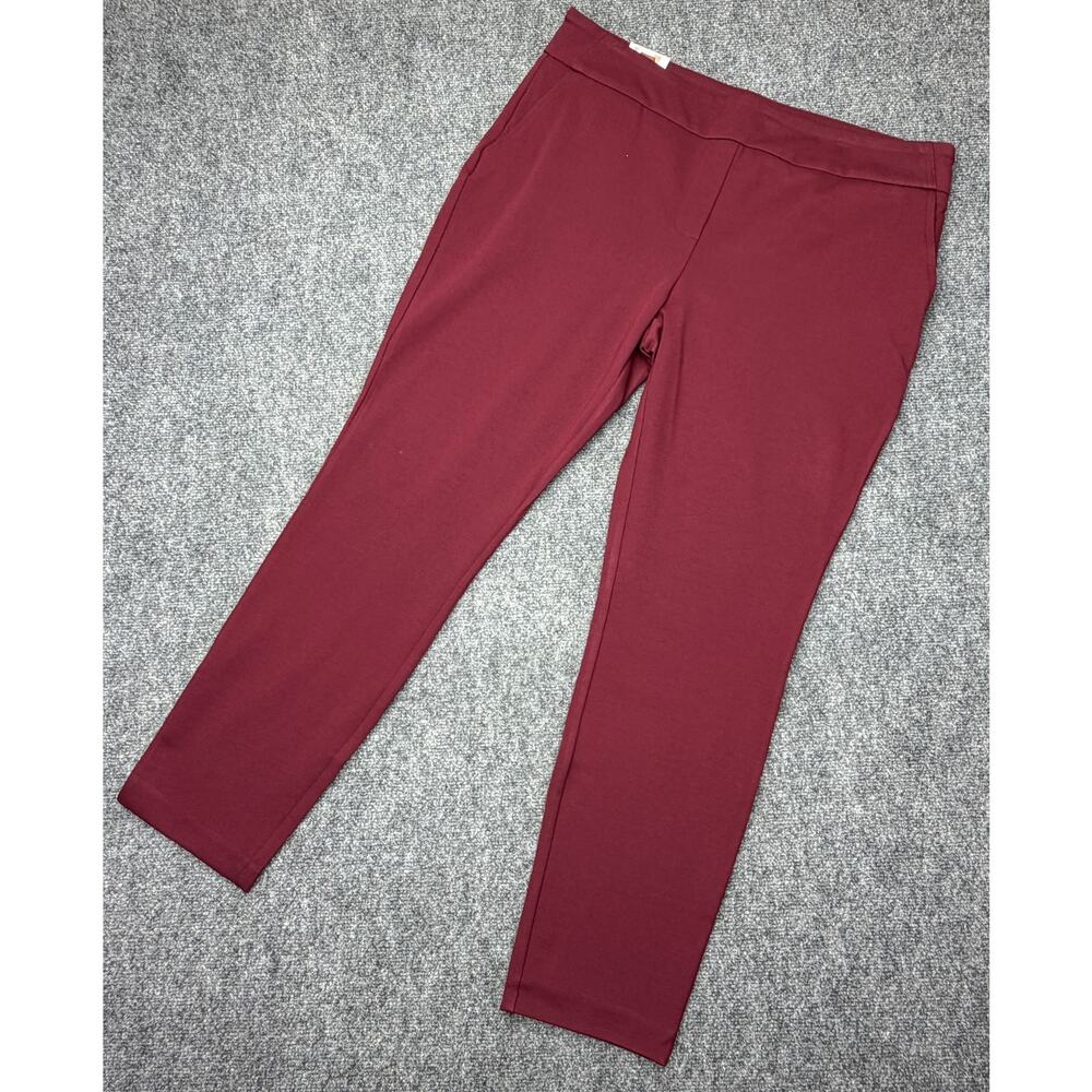 Dalia Womens Ponte Pants XL Ruby Red NWT Pull On Tummy Control Stretch